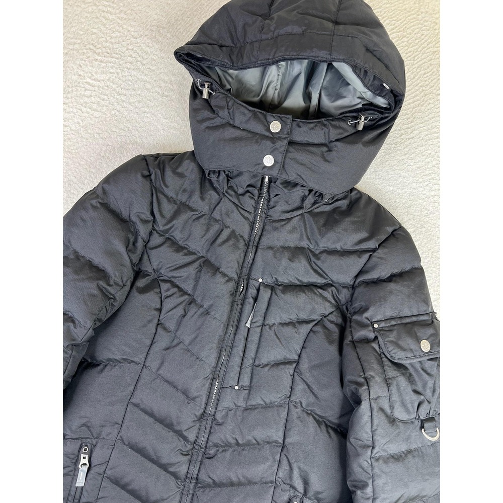 Eddie Bauer Coat Womens Small Black Down Hooded Zip Long Quilted Puffer Parka - Picture 3 of 14